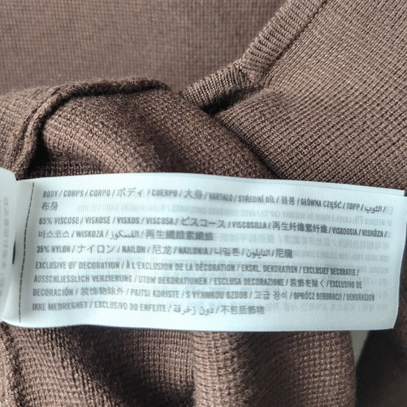 Abercrombie & Fitch Sweetheart Neck Brown Knit Long Sleeve Top Medium Fall Basic - Picture 8 of 8